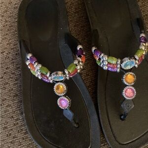 Ladies beaded flip flops, size 10